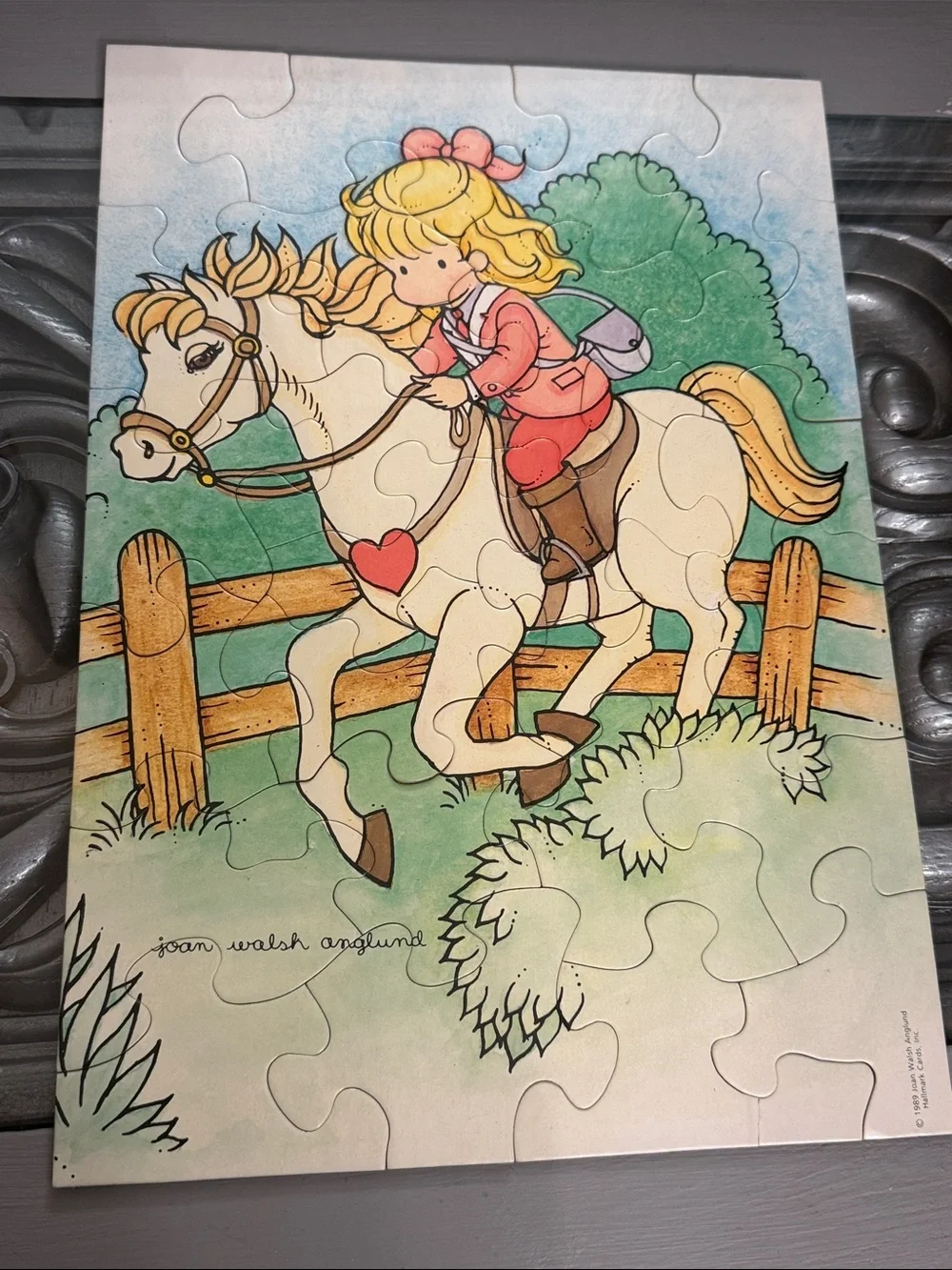 Vintage 1989 Joan Walsh Anglund 25 Piece Puzzle Fancy Free Horse Girl Cute
